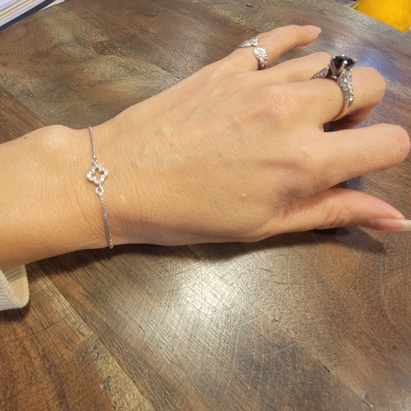 Open Quatrefoil Clover Bolo Pull Bracelet in Silver #3 - Picture 3 of 4